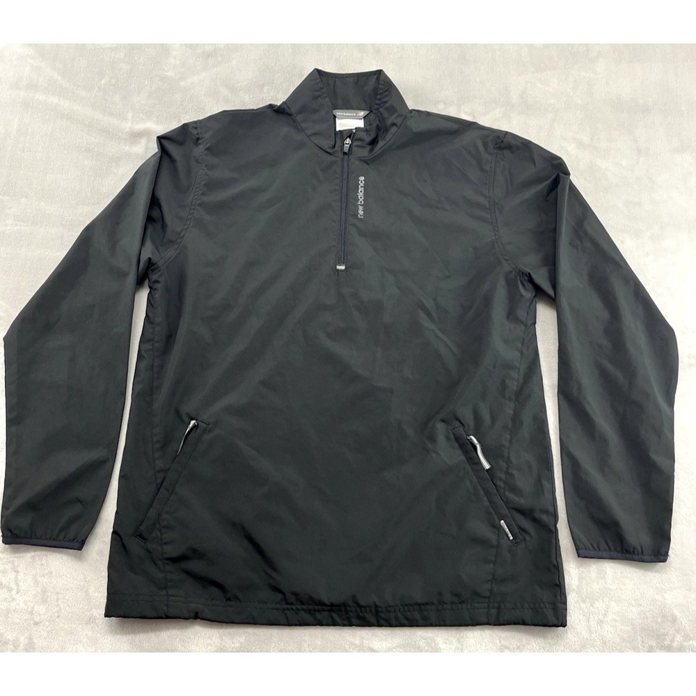 New Balance 1/4 Zip Wind Jacket Men Medium Black Packable Vented Outdoor